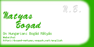 matyas bogad business card
